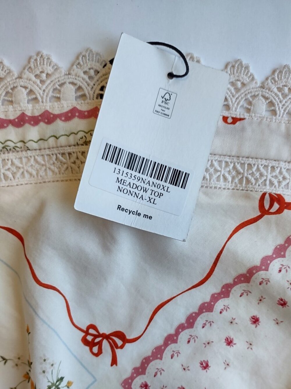 Reformation Floral Top Crochet Lace Size XL Glam Indie Boho Euro Summer Resort - Picture 6 of 10